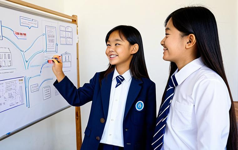 A group of diverse Vietnamese students, both boys and girls, fully clothed in modest school uniforms, enthusiastically collaborating on a sustainable city model project in a bright, modern classroom. They are actively discussing ideas, building with various materials, and brainstorming solutions for the model. The environment is well-lit, featuring whiteboards covered in diagrams and project supplies neatly arranged. Perfect anatomy, correct proportions, natural poses, well-formed hands, proper finger count, safe for work, appropriate content, professional, family-friendly, high quality, vibrant colors.