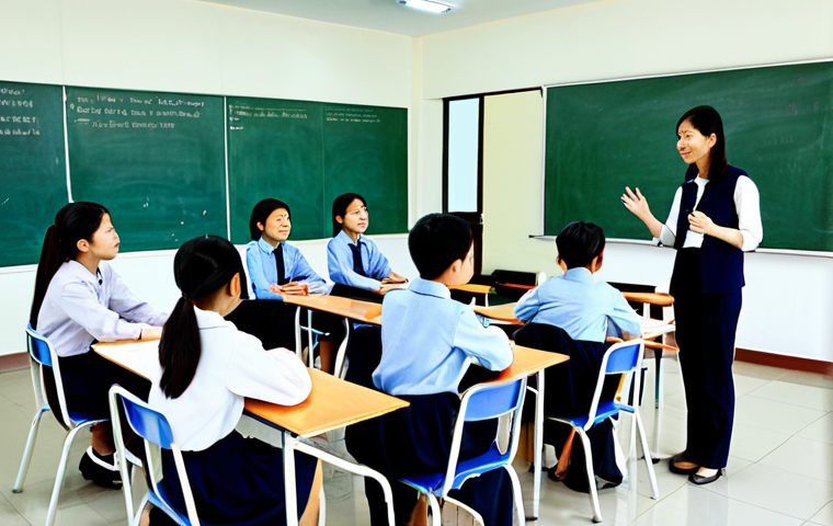 체험 기반 교육의 학생 중심 설계 원칙 - Engaging Classroom Discussion**
"A brightly lit classroom in Vietnam, featuring students actively p...